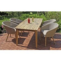 GARDEN PLEASURE Diningset, 4 Sitzplätze, Akazienholz/Aluminium/Kunststoff – beige GARDEN PLEASURE Diningset, 4 Sitzplätze, Akazienholz/Aluminium/Kunststoff – beige