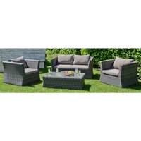 GARDEN PLEASURE Loungemöbel-Gruppe, 4 Sitzplätze, Kunststoff/Aluminium – grau GARDEN PLEASURE Loungemöbel-Gruppe, 4 Sitzplätze, Kunststoff/Aluminium – grau