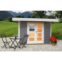 WOLFF FINNHAUS Gartenhaus »Relax«, Holz, BxHxT: 356 x 219 x 301 cm (Außenmaße) – grau WOLFF FINNHAUS Gartenhaus »Relax«, Holz, BxHxT: 356 x 219 x 301 cm (Außenmaße) – grau