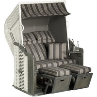 SUNNY SMART Strandkorb »Rustikal«, BxHxT: 125 x 160 x 90 cm, Halblieger, weiß/grau – weiss SUNNY SMART Strandkorb »Rustikal«, BxHxT: 125 x 160 x 90 cm, Halblieger, weiß/grau – weiss