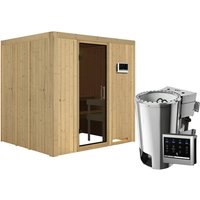 KARIBU Sauna »Olai«, inkl. 3.6 kW Saunaofen mit externer Steuerung, für 3 Personen – beige KARIBU Sauna »Olai«, inkl. 3.6 kW Saunaofen mit externer Steuerung, für 3 Personen – beige