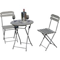 GARDEN PLEASURE Balkonmöbelset, Metall, 3-teilig – grau GARDEN PLEASURE Balkonmöbelset, Metall, 3-teilig – grau