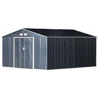 Outsunny Gerätehaus, Metall, BxHxT: 340 x 200 x 373 cm (Außenmaße) – grau Outsunny Gerätehaus, Metall, BxHxT: 340 x 200 x 373 cm (Außenmaße) – grau