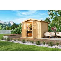 Mr. GARDENER Gartenhaus »Dänemark«, Holz, BxHxT: 271 x 222 x 260 cm (Außenmaße inkl. Dachüberstand), Wandstärke 34mm – beige Mr. GARDENER Gartenhaus »Dänemark«, Holz, BxHxT: 271 x 222 x 260 cm (Außenmaße inkl. Dachüberstand), Wandstärke 34mm – beige