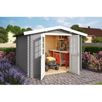Mr. GARDENER Gartenhaus »Australien«, Holz, BxHxT: 333 x 222 x 310 cm (Außenmaße) – grau Mr. GARDENER Gartenhaus »Australien«, Holz, BxHxT: 333 x 222 x 310 cm (Außenmaße) – grau
