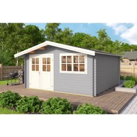 Mr. GARDENER Gartenhaus »Isar«, Holz, BxHxT: 424,4 x 245 x 443 cm (Außenmaße) – grau Mr. GARDENER Gartenhaus »Isar«, Holz, BxHxT: 424,4 x 245 x 443 cm (Außenmaße) – grau