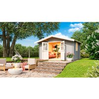 Mr. GARDENER Gartenhaus »Donau«, Holz, BxHxT: 424,3 x 245 x 348 cm (Außenmaße) – grau Mr. GARDENER Gartenhaus »Donau«, Holz, BxHxT: 424,3 x 245 x 348 cm (Außenmaße) – grau