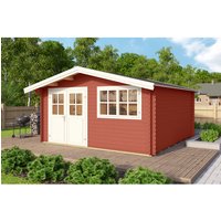 Mr. GARDENER Gartenhaus »Isar«, Holz, BxHxT: 424,4 x 245 x 443 cm (Außenmaße) – rot Mr. GARDENER Gartenhaus »Isar«, Holz, BxHxT: 424,4 x 245 x 443 cm (Außenmaße) – rot