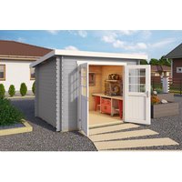 Mr. GARDENER Gartenhaus »Grenada«, Holz, BxHxT: 290 x 211 x 238,4 cm (Außenmaße) – grau Mr. GARDENER Gartenhaus »Grenada«, Holz, BxHxT: 290 x 211 x 238,4 cm (Außenmaße) – grau