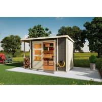 KARIBU Gartenhaus, Außenmaß (BxHxT): 300 x 196,5 x 186,5 cm, terragrau Rabatt: 25 % KARIBU Gartenhaus, Außenmaß (BxHxT): 300 x 196,5 x 186,5 cm, terragrau Rabatt: 25 %