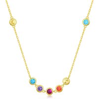 14K Gold Circular Shaped Cubic Zirconia Round Pendant Necklace