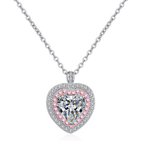 14K White Gold 1CT Lab Created Diamond Heart Pendant Necklace