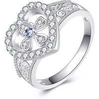Sterling Silver Cubic Zirconia Ivy & Cross & Heart Ring