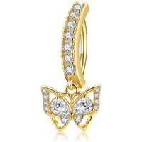 Yellow Gold Plated Moissanite Butterfly Belly Button Ring