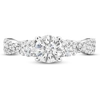 18K White Gold Round Cut Moissanite Engagement Ring