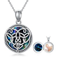 Sterling Silver Abalone Shellfish Capricorn Personalized Photo & Celtic Knot Pendant Necklace