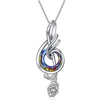 Sterling Silver Abalone Shellfish Phoenix & Music Symbol Pendant Necklace