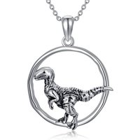 Sterling Silver Dinosaurs Pendant Necklace