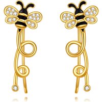 Gold Vermeil Cubic Zirconia Bee Climber Earrings for Women