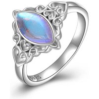 Sterling Silver Marquise Shaped Moonstone Celtic Knot Ring
