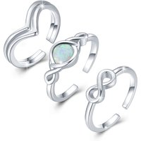 Sterling Silver Opal Celtic Knot Infinity Symbol & Heart Toe Ring Set
