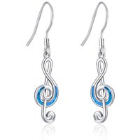 Sterling Silver Opal Music Symbol Drop Earrings