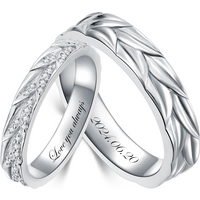 Sterling Silver Round Cut Lab Created Diamond Custom Couple Rings