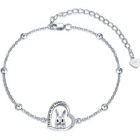 Sterling Silver Zircon Rabbit Charm Bracelet
