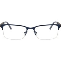 Rectangle Semi Rimless Metal Men's Prescription Eyeglasses Online Blue Size 53 - Free Lenses - Blue Light Block Available - SmartBuy Collection