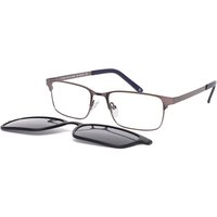 Rectangle Clip-On Metal Men's Prescription Eyeglasses Online Grey Size 53 - Free Lenses - Blue Light Block Available - SmartBuy Collection