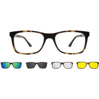 Rectangle Clip-On Plastic Men's Prescription Eyeglasses Online Tortoiseshell Size 53 - Free Lenses - Blue Light Block Available - SmartBuy Collection