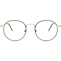 Round Full Rim Metal Men's Prescription Eyeglasses Online Brown Size 51 - Free Lenses - Blue Light Block Available - SmartBuy Collection