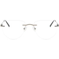 Oval Rimless Metal Men's Prescription Eyeglasses Online Gunmetal Size 53 - Free Lenses - Blue Light Block Available - SmartBuy Collection