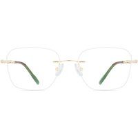 男性用 正方形 チタン 製 金色 サングラス - アンチブルーライト - SmartBuy Collection