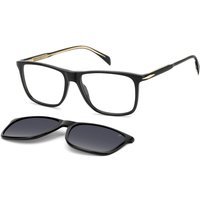 David Beckham DB 1234/C with Clip-On 807/Z7 Men's Eyeglasses Black Size 56 - Blue Light Block Available