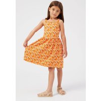 Enorsia Girls Orange Strappy Floral Printed Jersey Dress - UK 12/18 mths