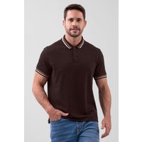 Enorsia Mens Brown Red/Pink Tipped Polo Shirt - UK S