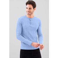 Enorsia Mens Blue Button Detail Half Placket Long Sleeve T-shirt - UK XL