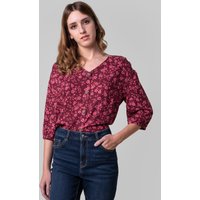Enorsia Womens Red Floral Print Button Front Blouse - UK 10