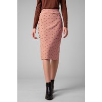 Enorsia Womens Orange Side Button Split Ribbed Skirt - UK 12