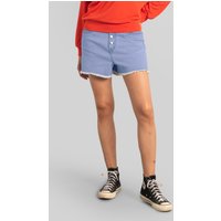 Enorsia Womens Sky Straight Fit Button Up Raw Hem Shorts - UK 14