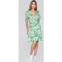 Enorsia Womens Green Fluid Print Wrap Dress - UK 10