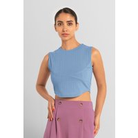 Enorsia Womens Blue Sleeveless Curve Hem Workout Top - UK 8