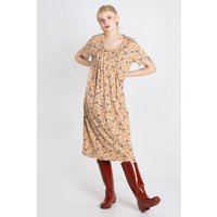 Enorsia Womens Beige Pleated Details S/S Nightdress - UK 12
