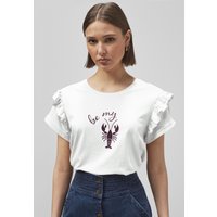 Enorsia Womens White Lobster HD Print T-shirt - UK 14
