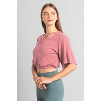 Enorsia Women Orange Knot Details V-Neck Bell Sleeve Top - UK 18