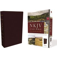 NKJV Comfort Print Full Color Study Bible, Bonded Leather, Burgundy