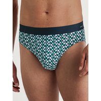 CALIDA Cotton Code Design Slip mit Softgummibundfür Herren, S, Türkis, Origineller Print