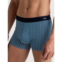 CALIDA Cotton Code Design Boxer Brief mit Softgummibundfür Herren, S, Blau, Origineller Print