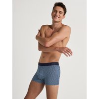 CALIDA Cotton Code Design Boxer Brief mit Softgummibundfür Herren, S, Blau, Origineller Print